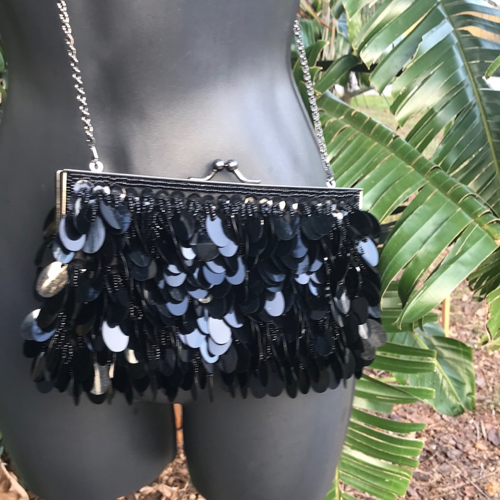Vintage Jessica McClintock large pallet beaded and sequined bag